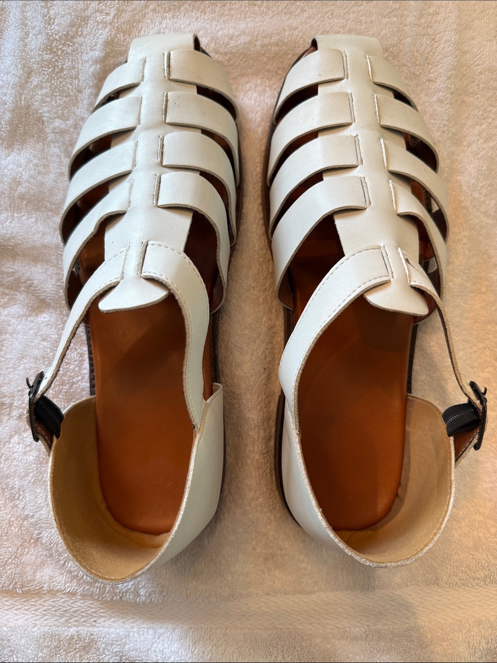 CHANEL White Leather Gladiator-Style Men’s Sandals